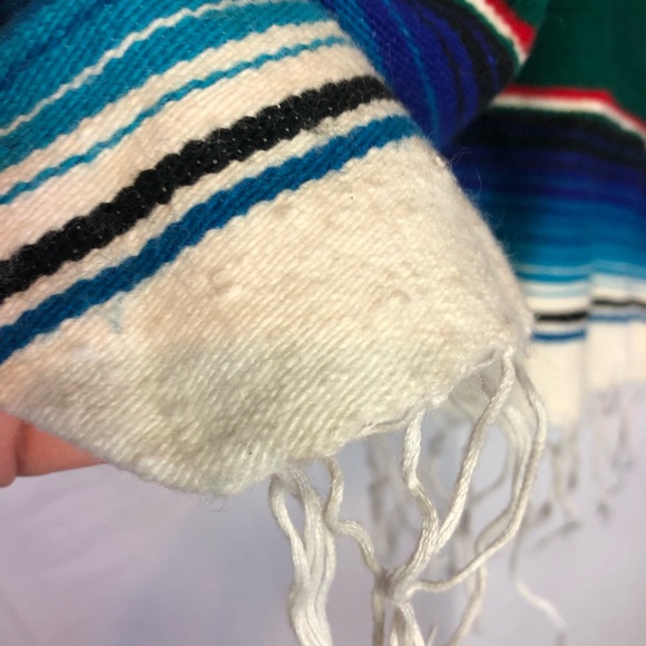 Cuamatzi OS vibrant serape poncho tassels Mexico - Picture 2 of 6